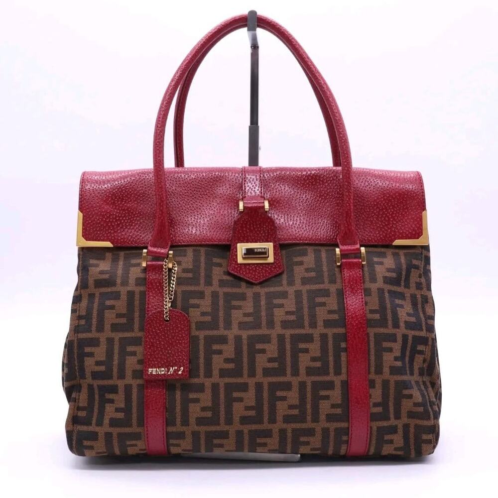 Fendi Tobacco Zucca Print Canvas Classico Linda Large Satchel